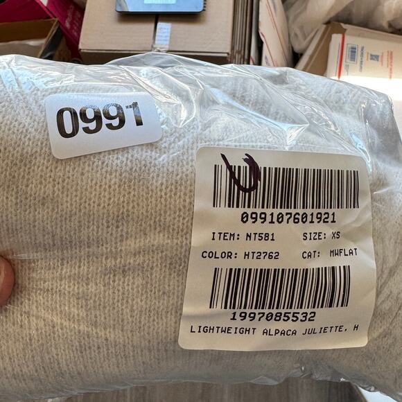 Madewell Alpaca-Blend Mockneck Puff Sleeve Sweater SZ XS Heather Alabaster Crop - Picture 8 of 8